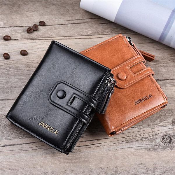 

lkeep men wallet double zipper&hasp design small wallet male short card holder coin purse carteira, Red;black
