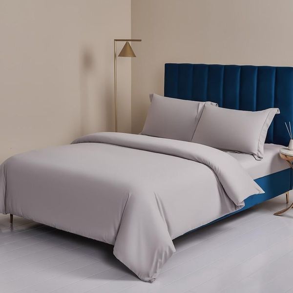 

bedding sets grey  king family duvet cover set brushed cotton soft solid color 4pcs with bedsheet 2 pillowcases breathable