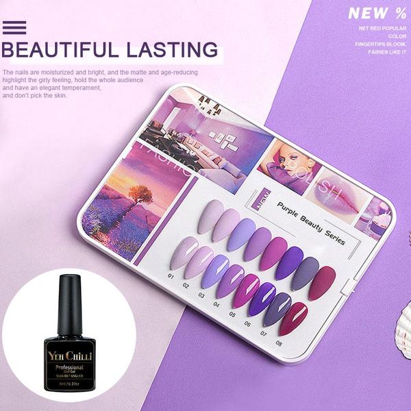 

nail gel polish glitter primer glue purple series manicure semi permanent uv varnish hybrid art color nails, Red;pink