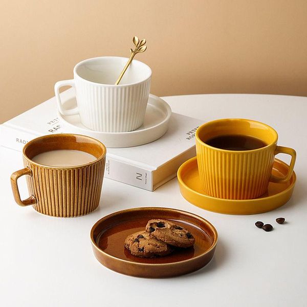 

mugs retro vertical stripe coffee cup ceramic simple milk breakfast afternoon tea mug