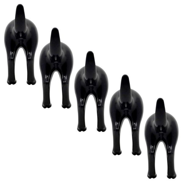 

hooks & rails 5pcs self-adhesive tail-shaped stand towel hook for bathroom (black)