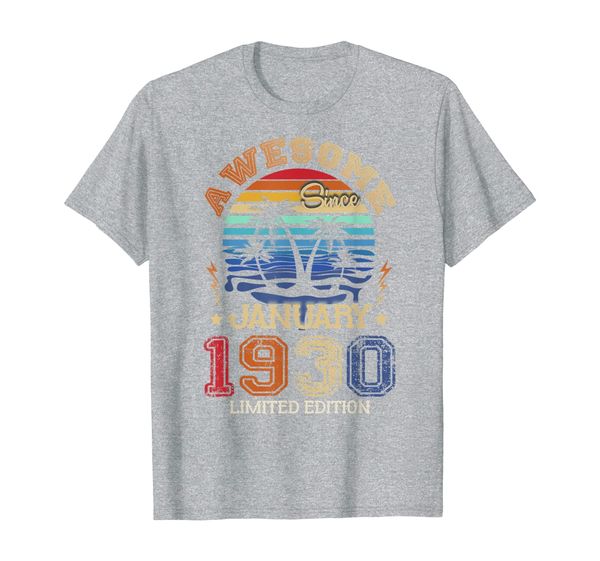 

retro vintage awesome since january 1930 90th birthday gift t-shirt, White;black