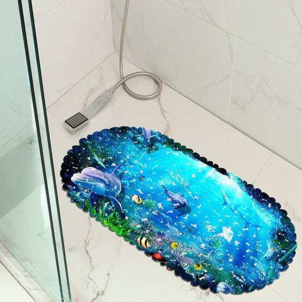

bath mats ocean dolphin 3d bathroom mat shower room door pvc non-slip waterproof suction cup floor pattern customization