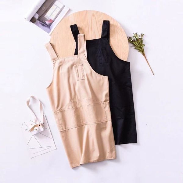 

3064 pure color cotton and linen apron for home kitchen cooking work