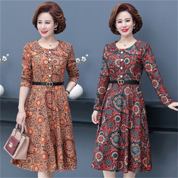 

new mother spring temperament dress in the section wife of middle age and elderly upper waist long skirt eey6, Black;gray