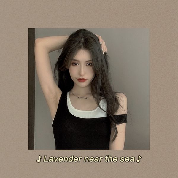 

2021 summer black-and-white port color contrast off the sleeveless stretched thin woven fake two vests fdvd