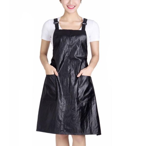 

aprons professional waterproof working apron for salon hairstylist hairdresser waiter (black)