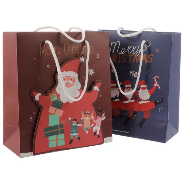 

2pcs paper bags festive creative gift handbag paper handbag for party
