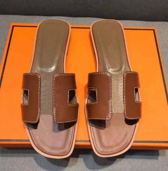 

classics fashion women slipper sandals slides summer real leather platform flats shoes ladies beach slippers home011 04, Black