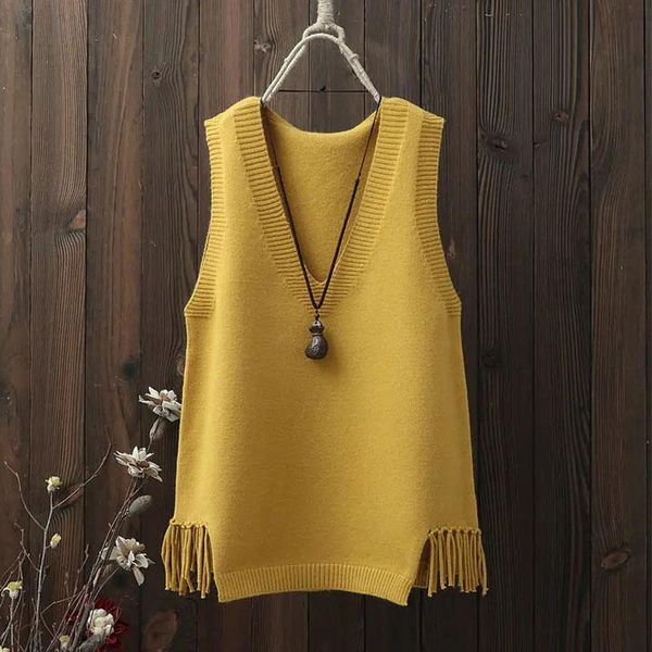 

women's sweaters spring and autumn style v-neck sweater vest sleeveless loose pullover knitwear pur, White;black