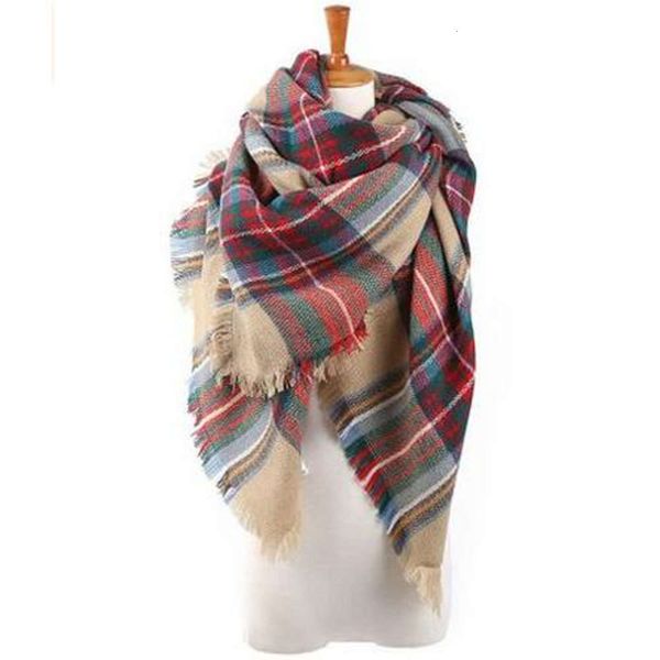 

designer selling autumn and winter plaid women's fringe thermal stripe shawl popular square scarf, Blue;black