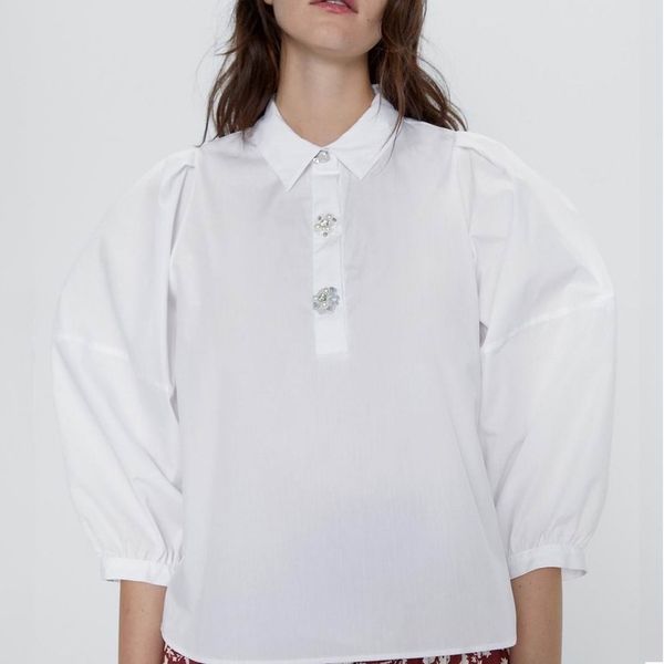 

white blouse shirt summer fashion women wide pullover shirt casual 210602