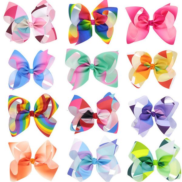 

12 colors rainbow jojo for girls siwa style bows christmas accessories birthday bow cute hair wear clips hairpins a-649, Slivery;white