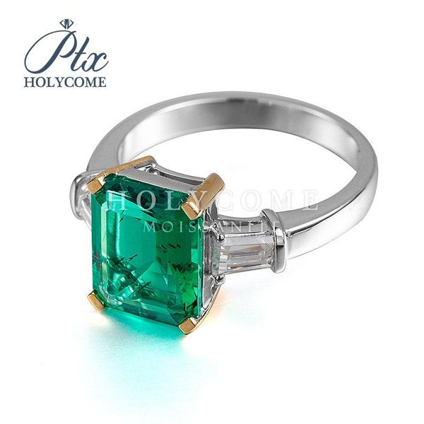 

cluster rings s design 14k white gold ring emrald shape moissaite stone vvs engagement jewelry, Golden;silver