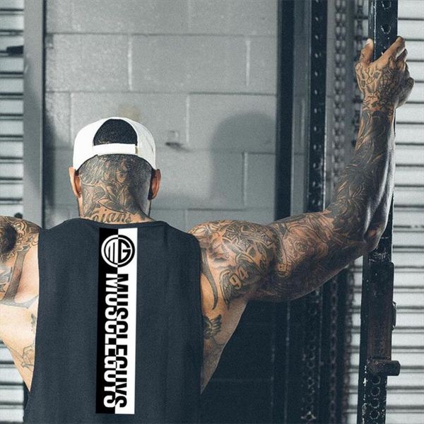 

fitness tank men bodybuilding clothing sleeveless shirt vests cotton gyms singlets muscle tanktop, White;black