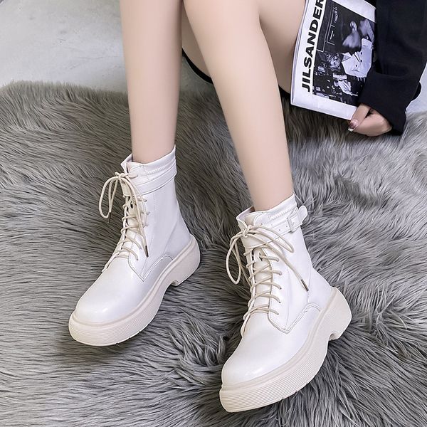 

martin female british style summer 2021 student korean casual short boots ins fashion single boots, Black