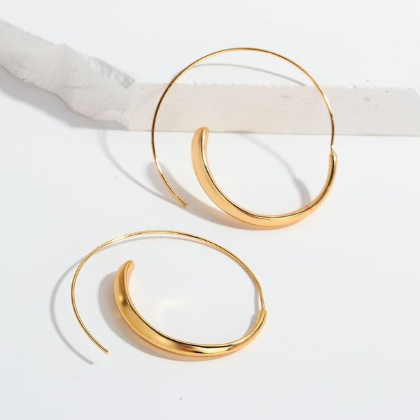 

hoop & huggie aensoa 2021 golden circle round earrings for women trendy simple whirlpool punk party earring jewelry wholesale gifts, Golden;silver