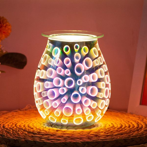 

2021 new electric lamp wax melt er fragrance warmer glass melter tart with effect 3d night light to the office room at home 7r61
