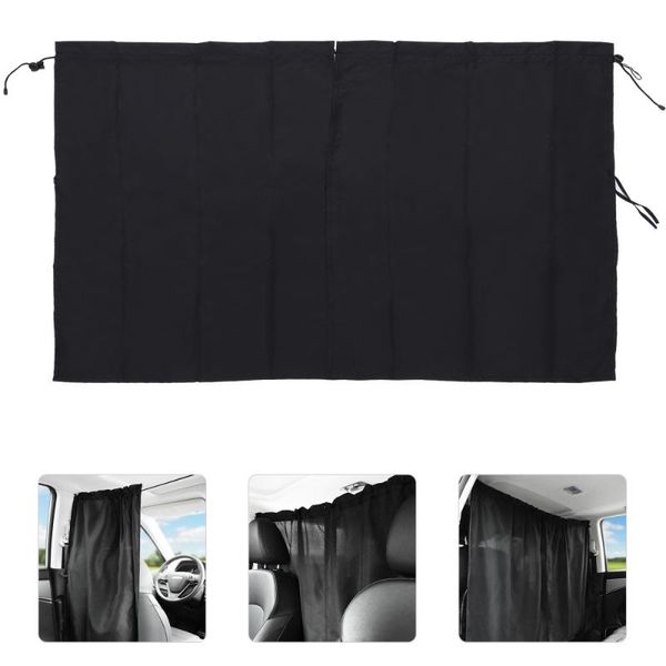 

curtain & drapes car front and rear partition removable divider sun shade (black)
