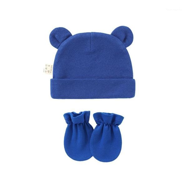

caps & hats baby infants anti scratching cotton gloves+ears hat set born mittens beanies1, Yellow