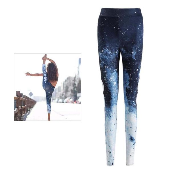 

1pc star sky gradient printing sports yoga pants high waist leggings elastic tight fitness gym sports tights(s)