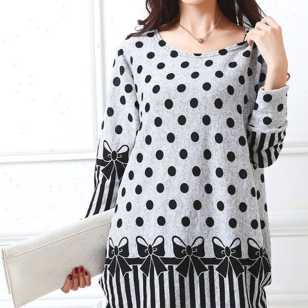 

2021 new long sleeve o neck cashmere sweater large size casual print dress thin fashion pullovers cotton and polyester, White;black