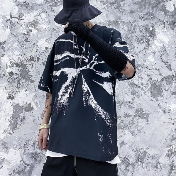 

men's t-shirts 2021 summer short-sleeved t-shirt round neck fashion casual street hip-hop cotton printing trend, White;black