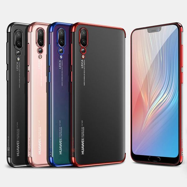 

cell phone pouches transparent electroplate back cover p20pro p20lite 20 plating tpu for huawei p20/p20lite/p20 pro soft silicone cases ultr