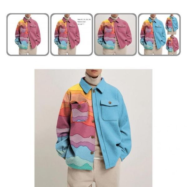 

men's wool & blends men coat attractive excellent comfortable to wear printed long loose jacket costume, Black