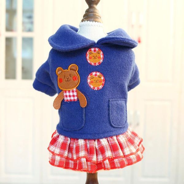 

dog apparel autumn and winter est dresses for dogs small button princess skirt pet costume warm clothing