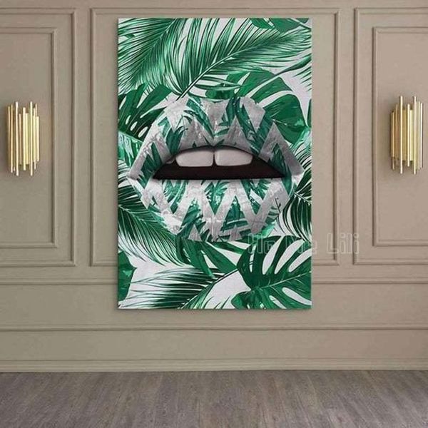 

paintings tropical lips wall art canvas gift for her home decor living room poster