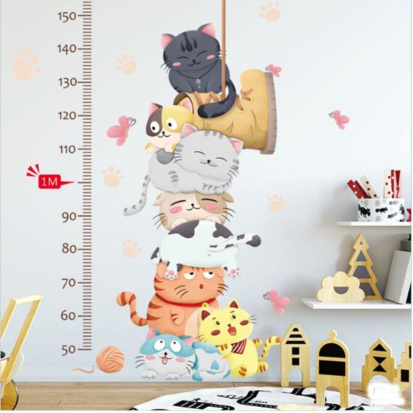 

wall stickers cartoon cat animals measure for kids rooms kindergarten height chart ruler decals nursery home decor