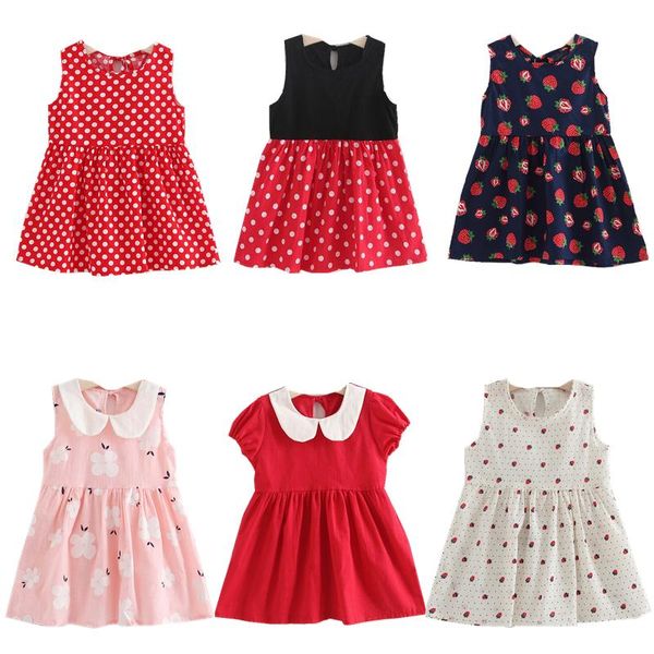 

girl's dresses dress girls party vestidos baby girl strawberry cherry print birthday princess kids costume children clothes, Red;yellow