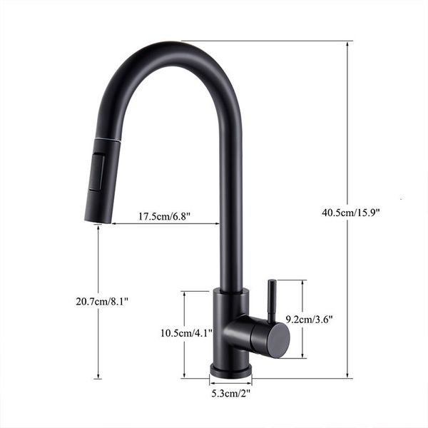 

kitchen faucets matte black /nickel pull out sink water tap single handle mixer 360 rotation shower kvdg