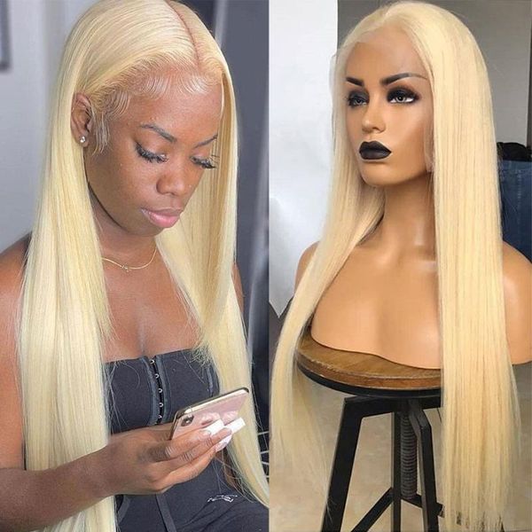 

lace wigs virgo 613 frontal wig 13x4 straight front hd transparent peruvian remy colored blonde human hair, Black;brown