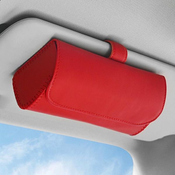 

other interior accessories space saving solid removable durable universal sun visor mounted car glasses case sunglasses holder pu leather li