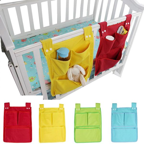 

storage bags baby bed hanging bag cotton born crib organizer toy diaper pocket for bedding set accessories