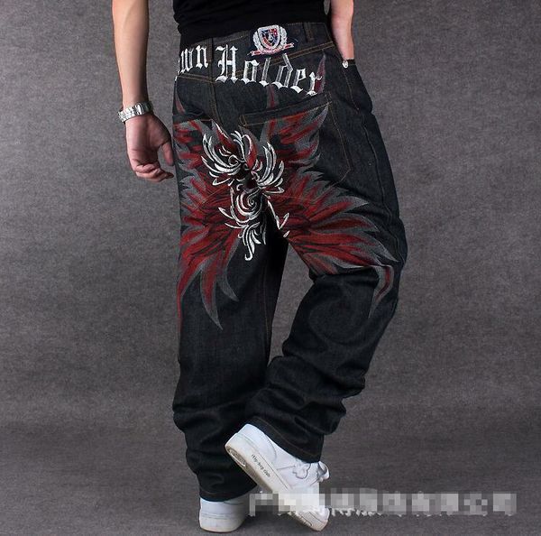 

fashion jeans men's skate baggy loose embroidery rap hip hop denim trousers pants ewe6, Blue