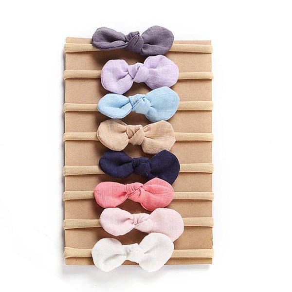 

hair accessories lovely bow baby kids children cotton linen traceless band hairband super soft headband, Slivery;white