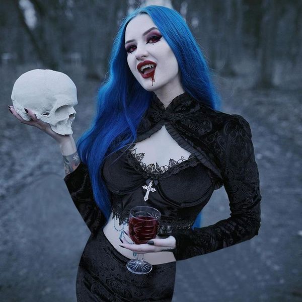 

women's jackets women long sleeve open front cropped velvet shrug cardigan for gothic party dress vintage cover up shawl ultra-short c, Black;brown