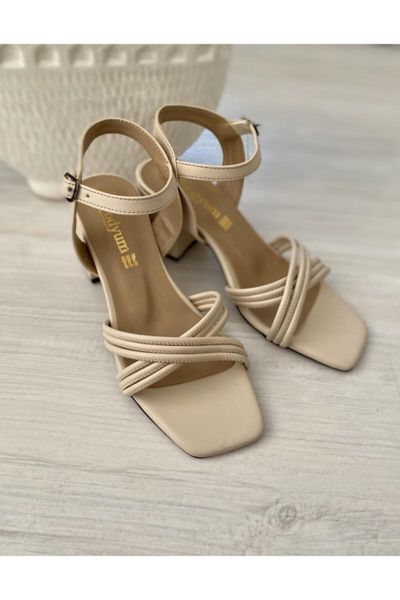 

sandals women's beige high-heeled, Black