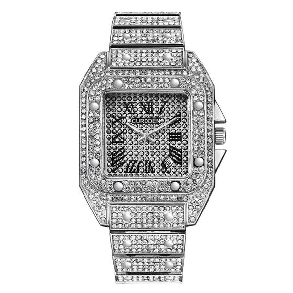 

wristwatches ladies' luxury full of diamonds quartz women square stainless steel strap watch watches for female silver, Slivery;brown