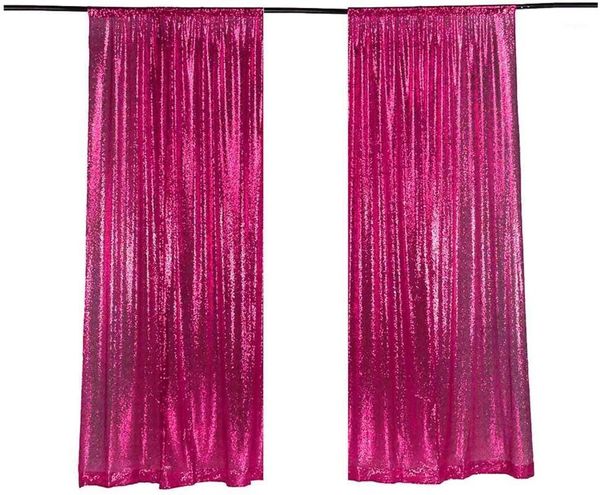 Decorazione per feste Fondale con paillettes 8FTx2FT Pannelli per tende fucsia Tessuto Pografia Sfondo Matrimonio Po Booth Baby Shower