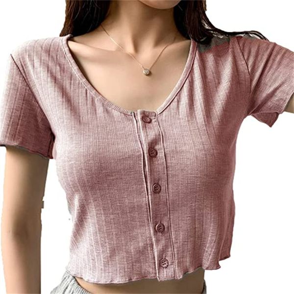 

women's elegant casual short sleeve rib knit basic t-shirt crop, White