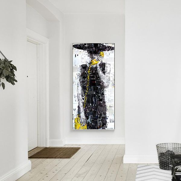 

paintings mutu abstract woman on the phone painting modern big size canvas wall art printed posters prints drop no frame