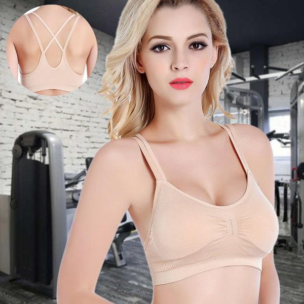 

gym clothing sports bra women yoga push up jogging running shockproof underwear seamless padded female, White;black