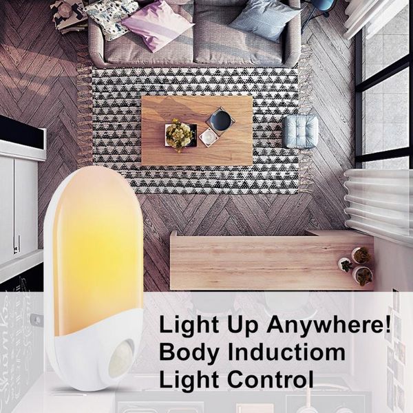 

night lights motion sensor led light wireless pir activated sensing security energy saving plug in lamp for indoor 90-260v
