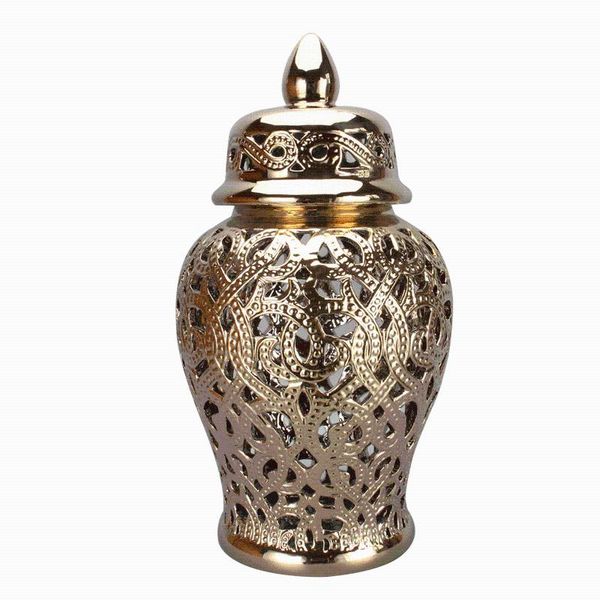 

vases european ceramic flower vase retro hollow out decorative gilded living room decoration plant pots home decor ornaments