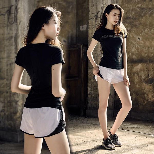 

two piece dress summer fitness clothing wear short sleeve bra shorts three-piece suit ladies slim fast dry running lady, White