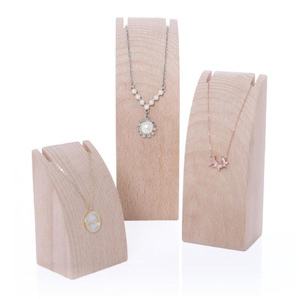 

natural wooden necklace display stand organizer holder rack, Pink;blue